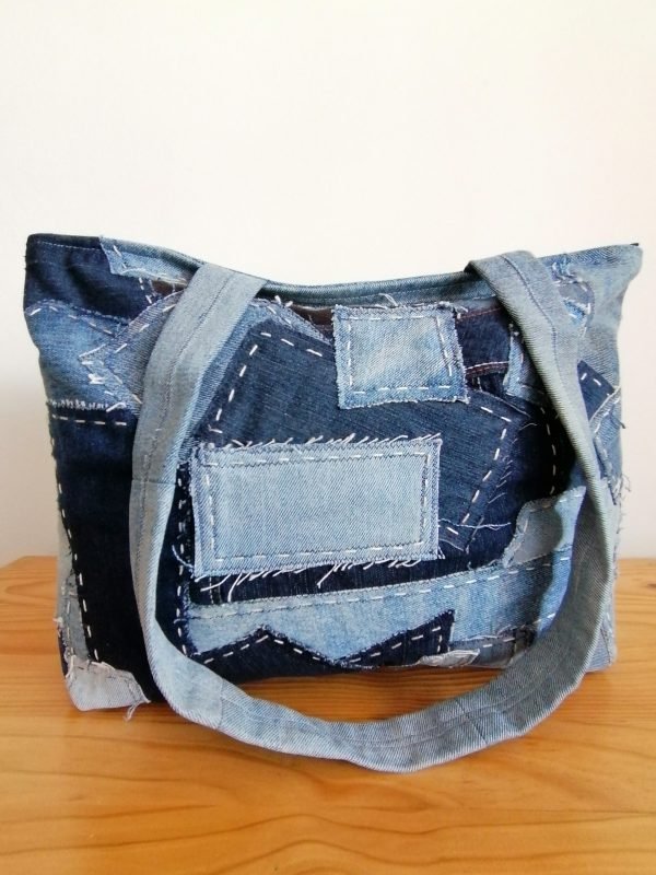 Denim Patch Tote Bag