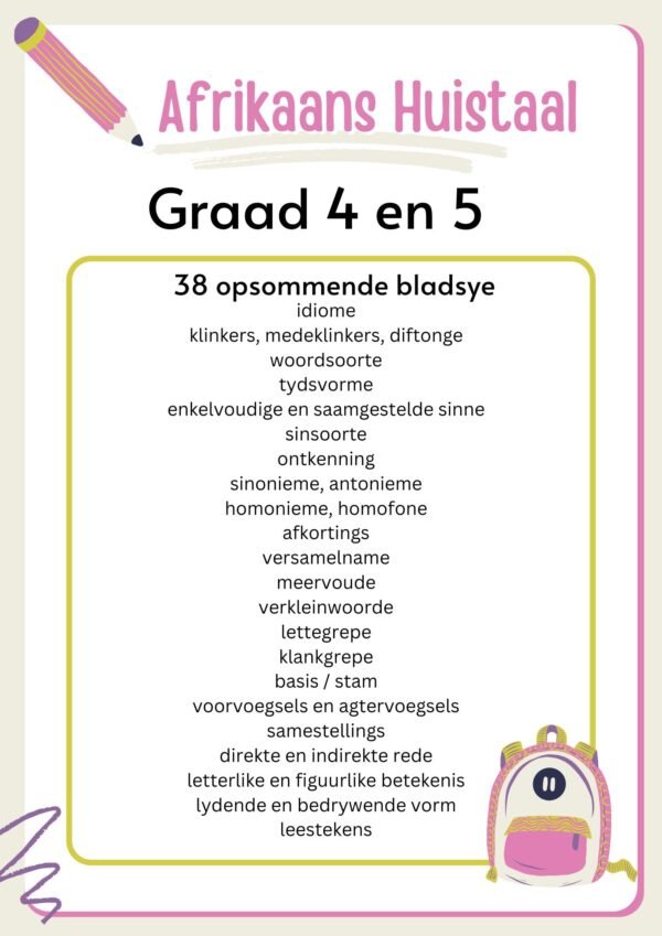 Graad 4 en 5 opsommende boekie (taalstrukture en konvensies)