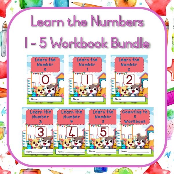 Learn the Numbers 1 – 5 Workbook Bundle