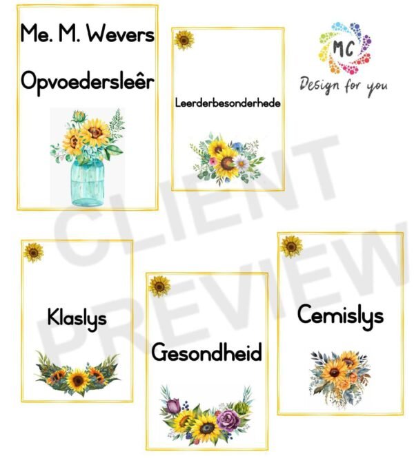 Opvoedersleer (Sonneblomme Tema EDITABLE)