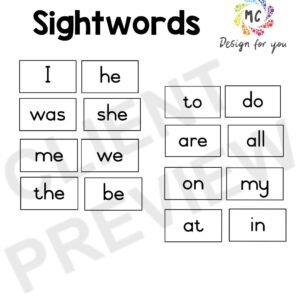 124 Sight words Grade 1 (English)