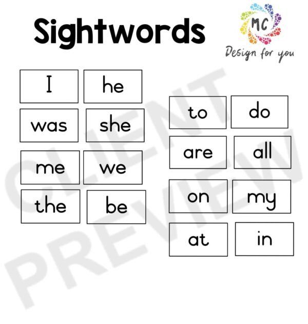 124 Sight words Grade 1 (English)