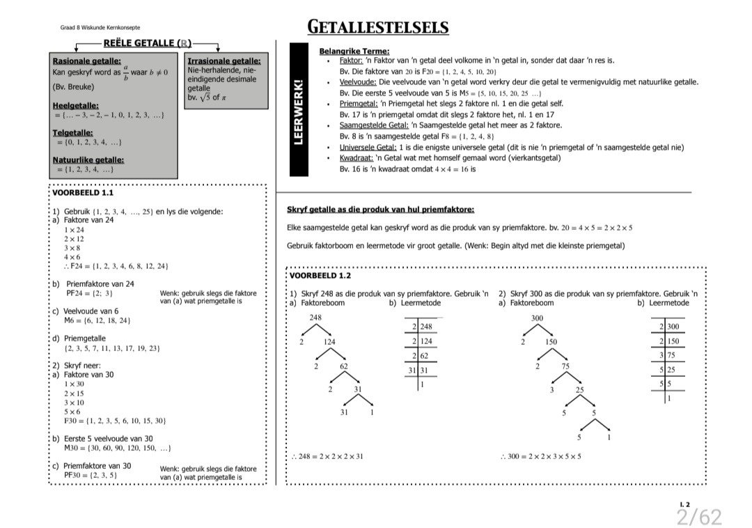 Graad 8 Wiskunde Hersiening Vraestel 1 en 2 - Image 2