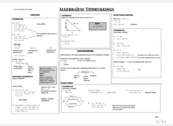 Graad 9 Wiskunde Hersiening Vraestel 1 en 2 - Image 3
