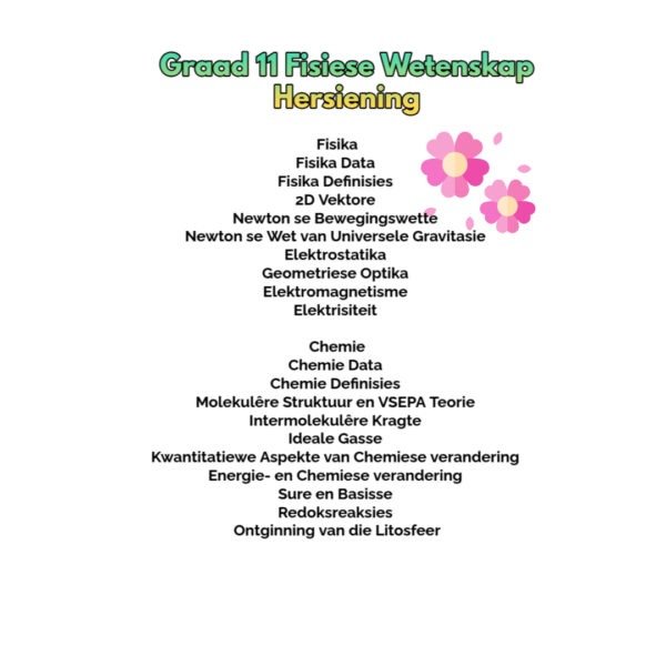 Graad 11 Fisiese Wetenskap Hersiening (Fisika en Chemie)