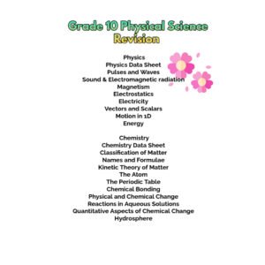 Grade 10 Physical Science Revision ( Physics and Chemistry)