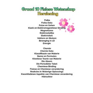 Graad 10 Fisiese Wetenskap Hersiening (Fisika en Chemie)