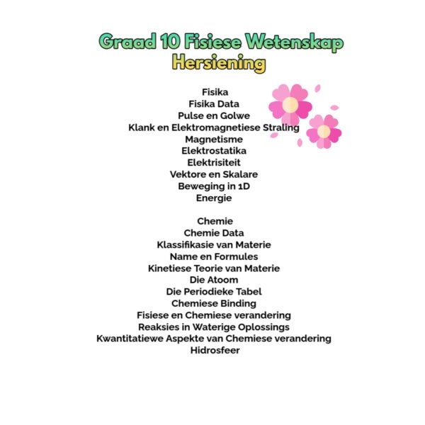Graad 10 Fisiese Wetenskap Hersiening (Fisika en Chemie)
