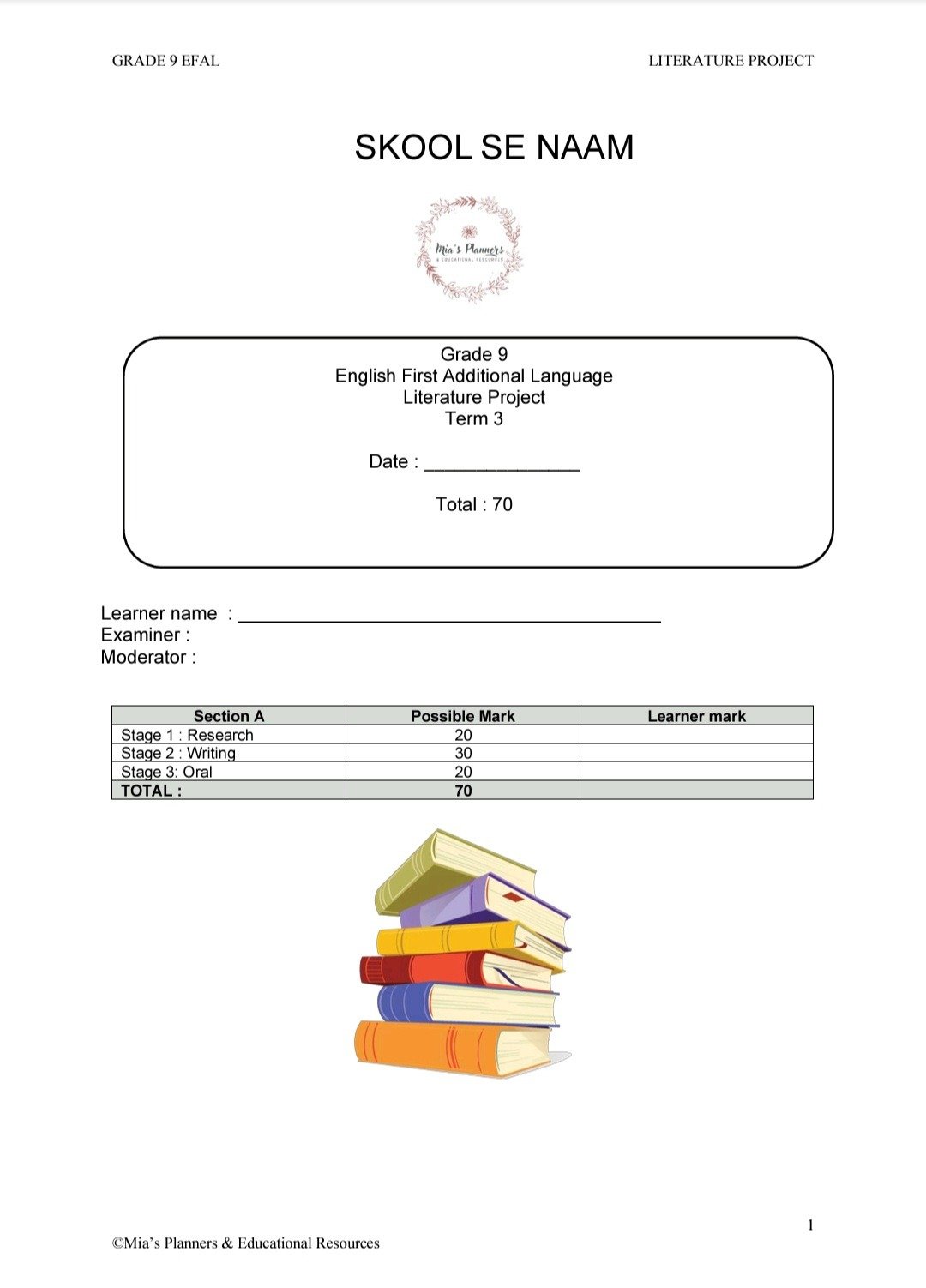 Gr 9 EFAL literature Project (T3)