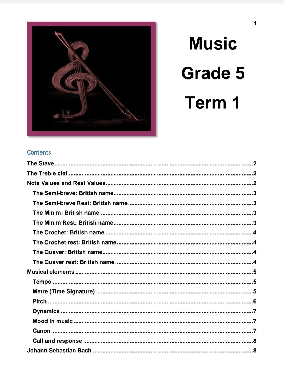 Grade 5 Music Literacy Summary - Image 2