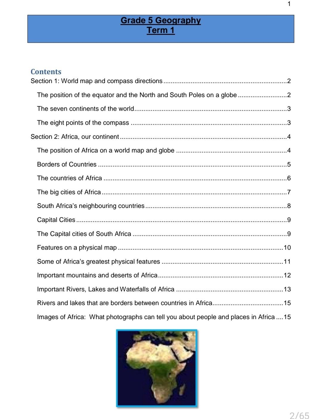 Grade 5 Geography Summary (Term 1 - 4) - Image 2