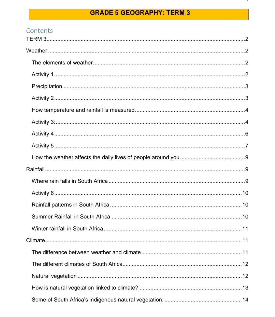 Grade 5 Geography Summary (Term 1 - 4) - Image 6