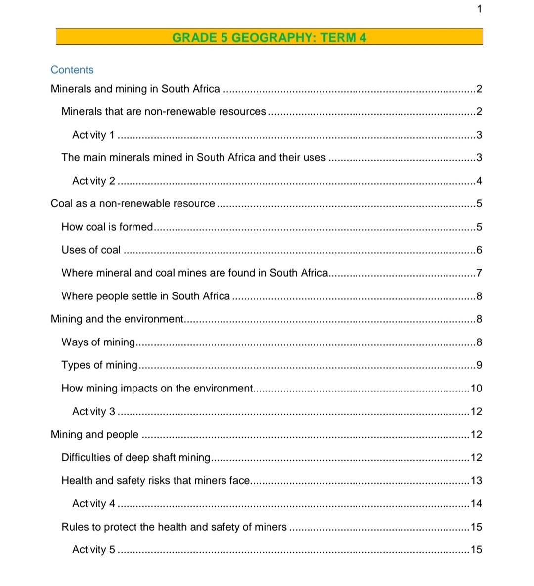 Grade 5 Geography Summary (Term 1 - 4) - Image 7