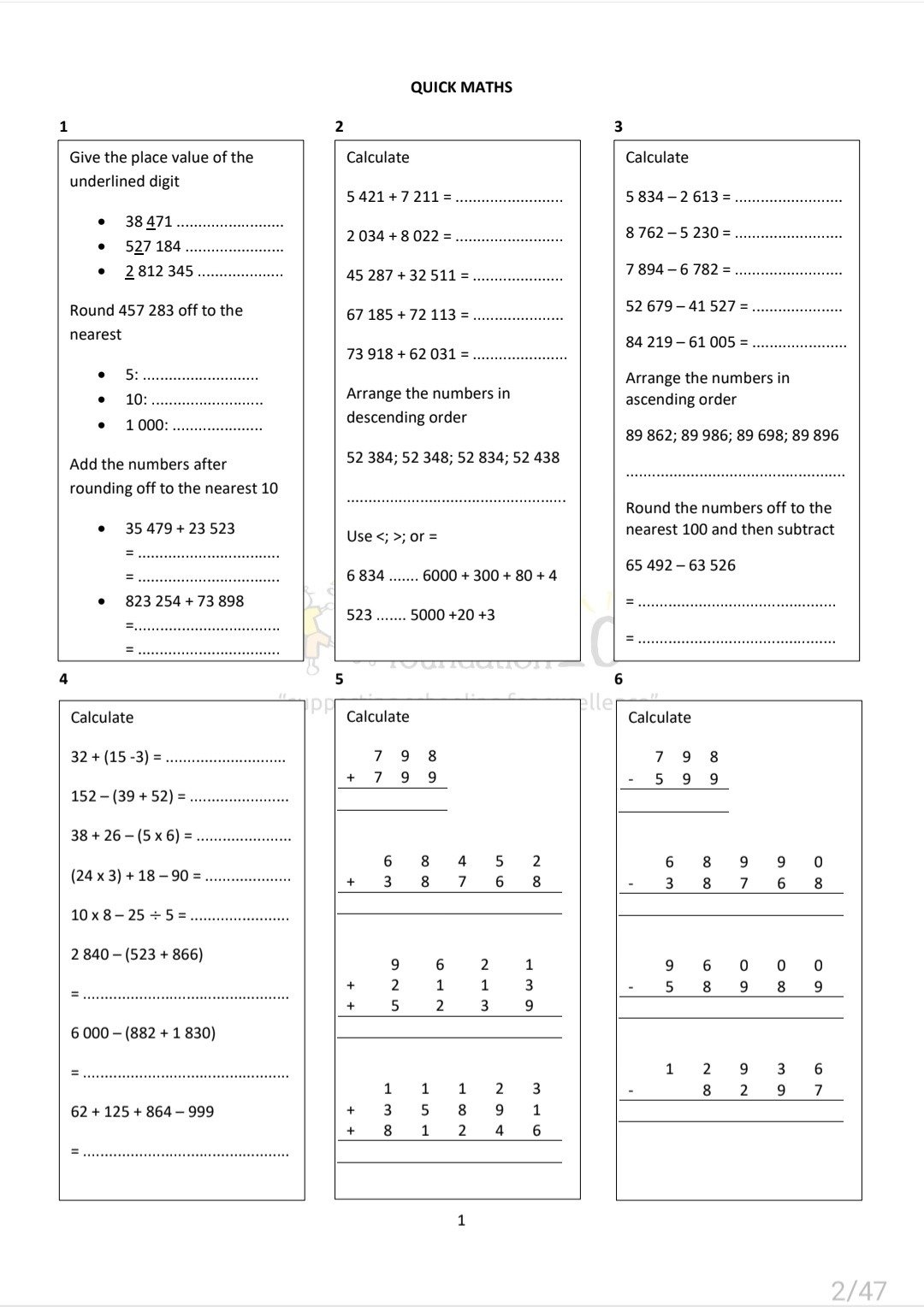 Grade 6 Mathematics Term 1 +2 Revision - Image 2