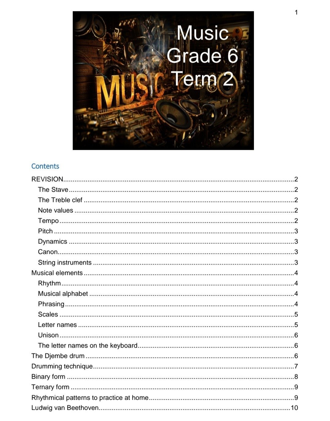 Grade 6 Music Literacy Summary (Term 1 - 4) - Image 4