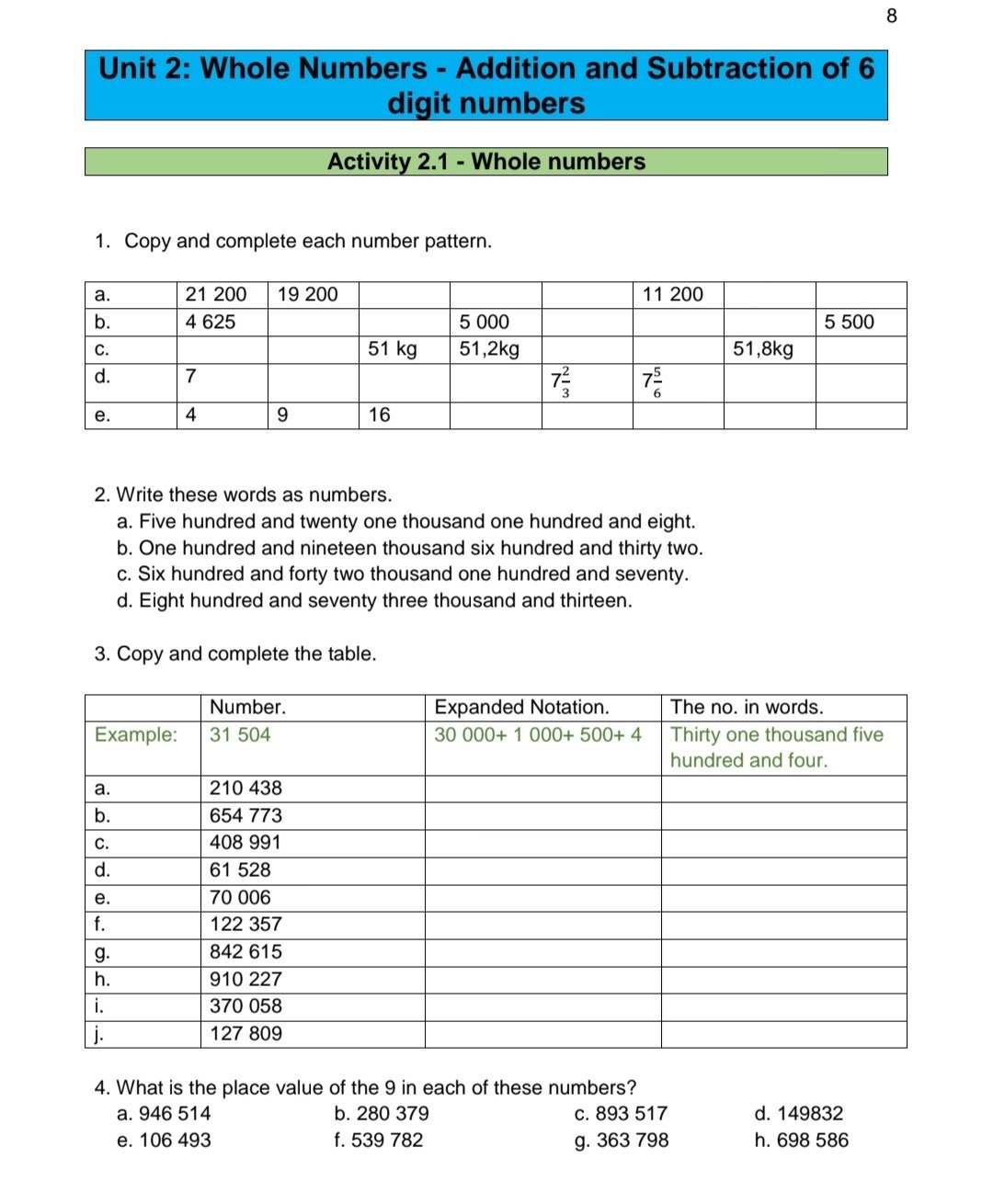 Grade 6 Mathematics Workbook (Term 1 - 4) - Image 10