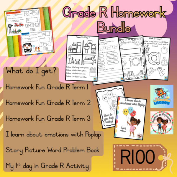 Grade R Homework Activities Grade R Term 1 - 3 Homework Bundle - TeacherHQ